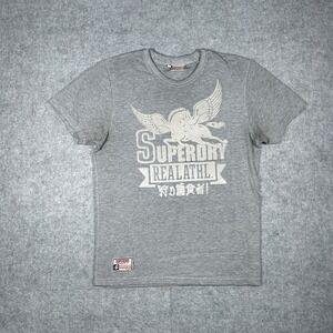 Superdry T Shirt Mens Large Gray Real Athletic Pegasus Graphic Short Sleeve Tee